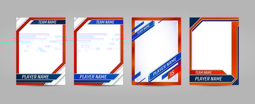 Sport trading card template, isolated cards vector