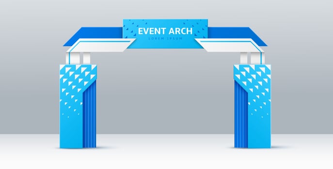 Event arch, entrance gate mockup, welcome archway vector