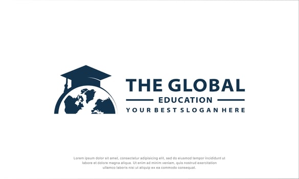global education logo design concept with globe element vector