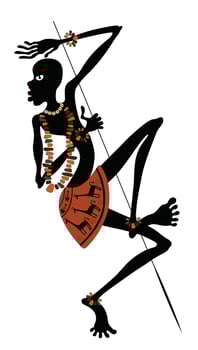 African warrior with spear in dance vector