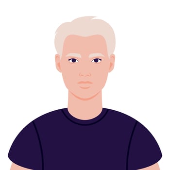 Portrait of a beautiful blond young man in T shirt. Avatar for social media. illustration vector