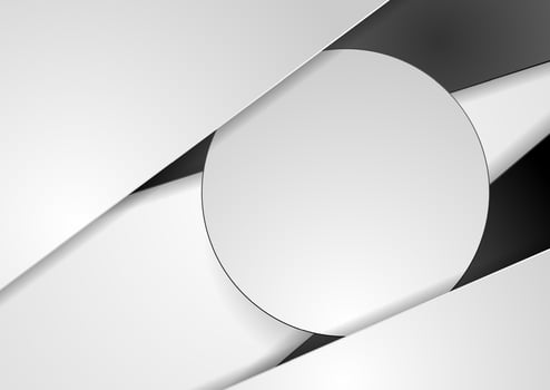 High contrast black and white geometric background with circle vector