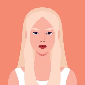 Portrait of a young woman with blond hair and freckles. Avatar for social media. illustration vector