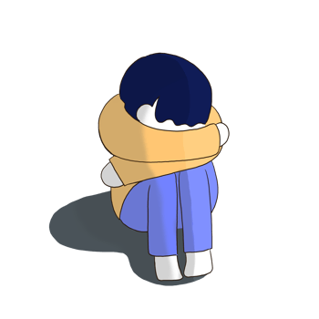 cartoon girl hugging herself png