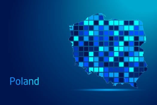 concepts of Poland Network Digital Technology Graphic illustration. Blue Color. Internet Futuristic Concept Map. vector