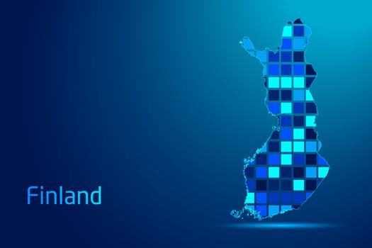 concepts of Finland Network Digital Technology Graphic illustration. Blue Color. Internet Futuristic Concept Map. vector