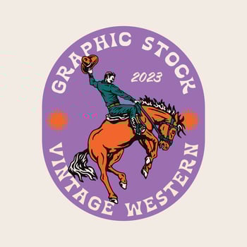 Cowboy Jumping Horse Vintage Hand Drawn Illustration vector