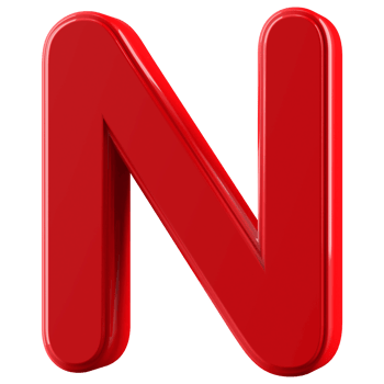 3D Font Letter N uppercase png