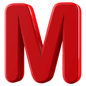 3D Font Letter M uppercase png