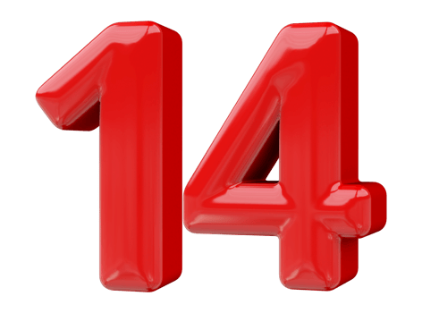 Red 3D Number 14 png