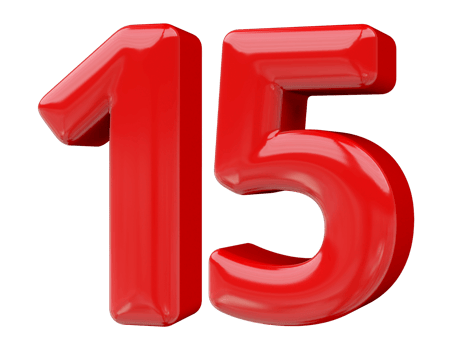Red 3D Number 15 png