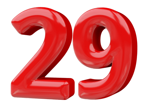 Red 3D Number 29 png