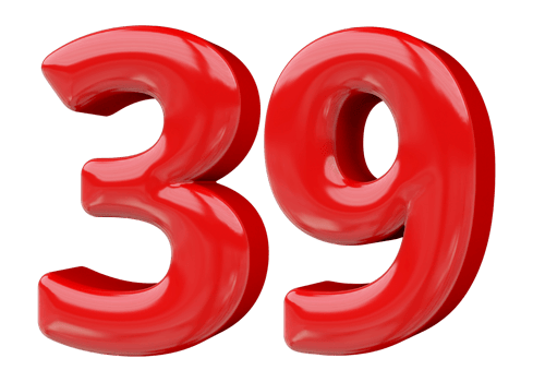 Red 3D Number 39 png