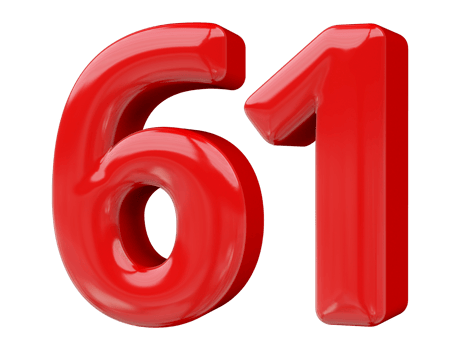 Red 3D Number 61 png
