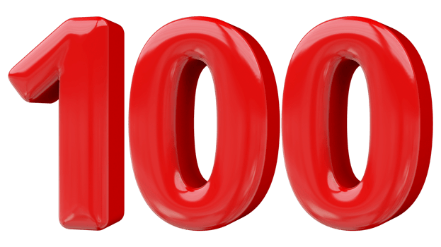 Red 3D Number 100 png