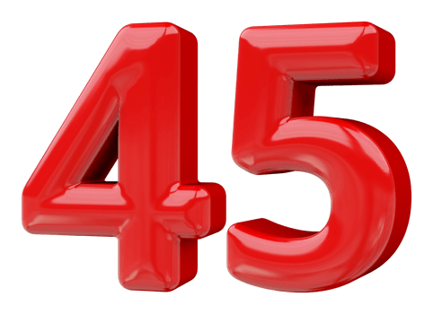 Red 3D Number 45 png