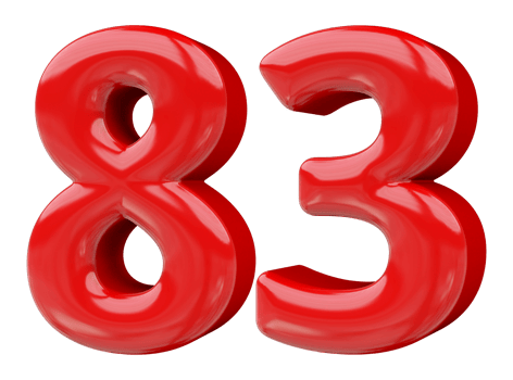 Red 3D Number 83 png
