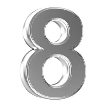 Silver 3D Number 8 png