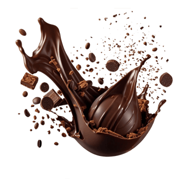 Various types of chocolate fall with chocolate flake in the air isolated on transparent background, such as a sweet dessert concept or a piece of dark chocolate. png