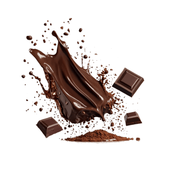 Various types of chocolate fall with chocolate flake in the air isolated on transparent background, such as a sweet dessert concept or a piece of dark chocolate. png