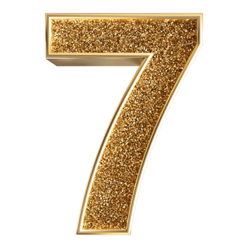 Gold 3D Number 7 png