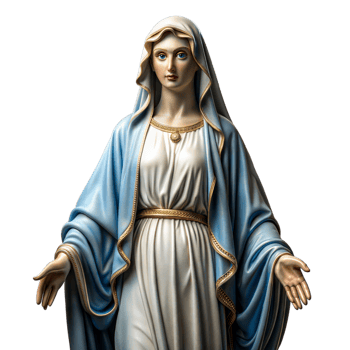 A woman in a blue robe with a white veil png