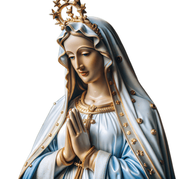 A statue of Mary is shown with her hands clasped in prayer png