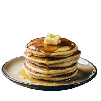 A stack of pancakes with butter and syrup on top png