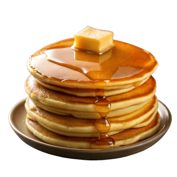 A stack of pancakes with butter and syrup on top png