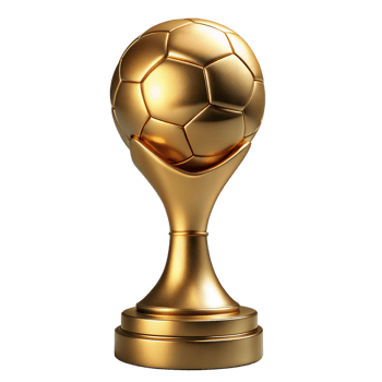A gold soccer ball is sitting on a gold base png
