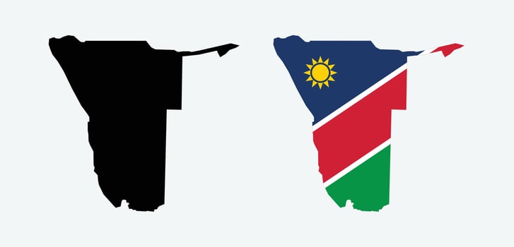Namibia Map. Map of Namibia with National Flag. vector