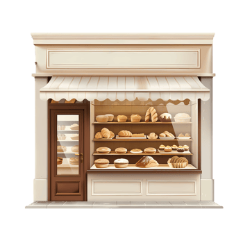 A Quaint Bakery Storefront Displaying Freshly Baked Goods png