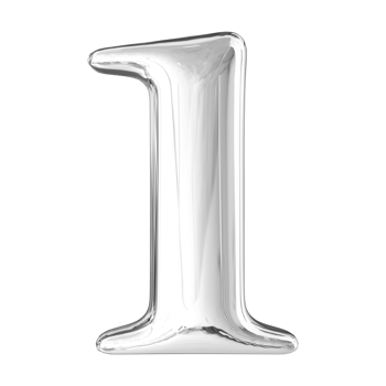 Silver 3D Number 1 png