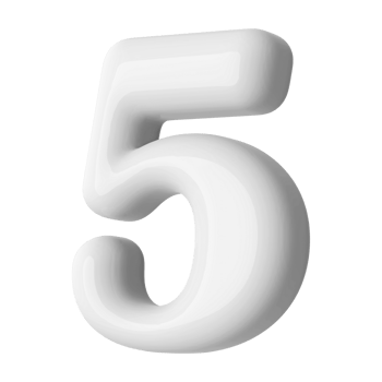 Silver 3D Number 5 png