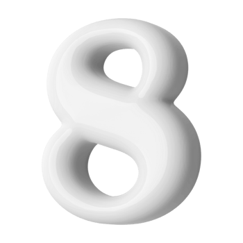 Silver 3D Number 8 png