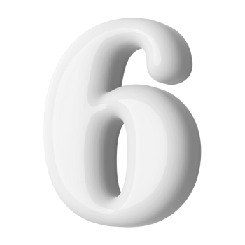 Silver 3D Number 6 png