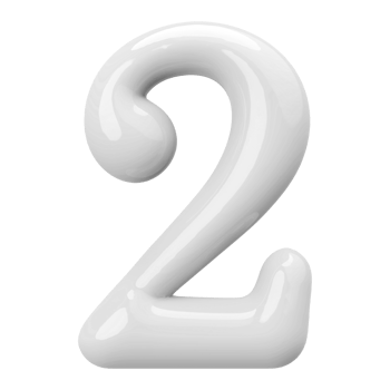 Silver 3D Number 2 png