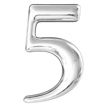 Silver 3D Number 5 png
