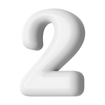 Silver 3D Number 2 png