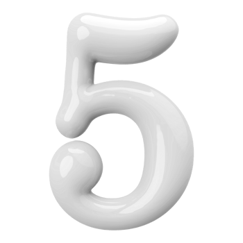 Silver 3D Number 5 png