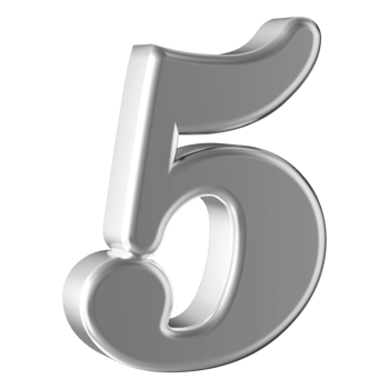 Silver 3D Number 5 png
