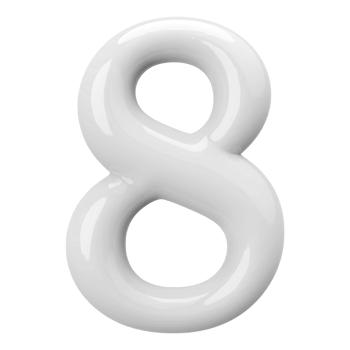 Silver 3D Number 8 png