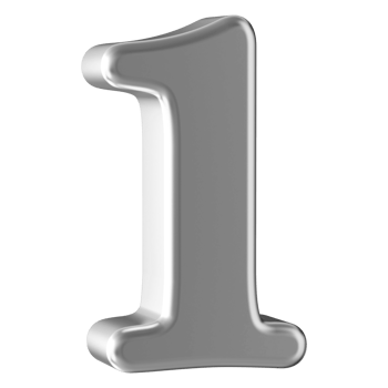 Silver 3D Number 1 png