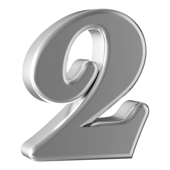 Silver 3D Number 2 png