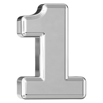 Silver 3D Number 1 png