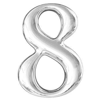 Silver 3D Number 8 png