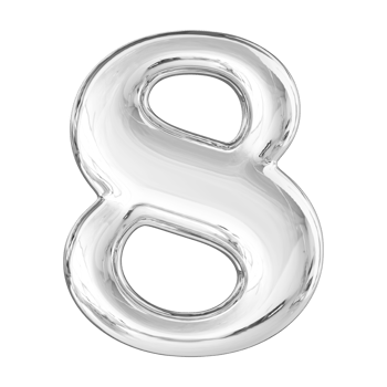 Silver 3D Number 8 png