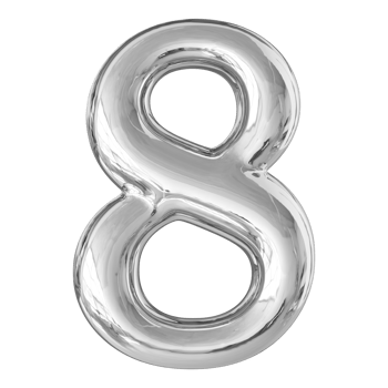 Silver 3D Number 8 png