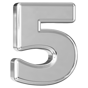 Silver 3D Number 5 png