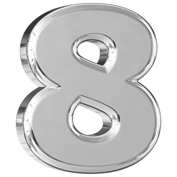 Silver 3D Number 8 png